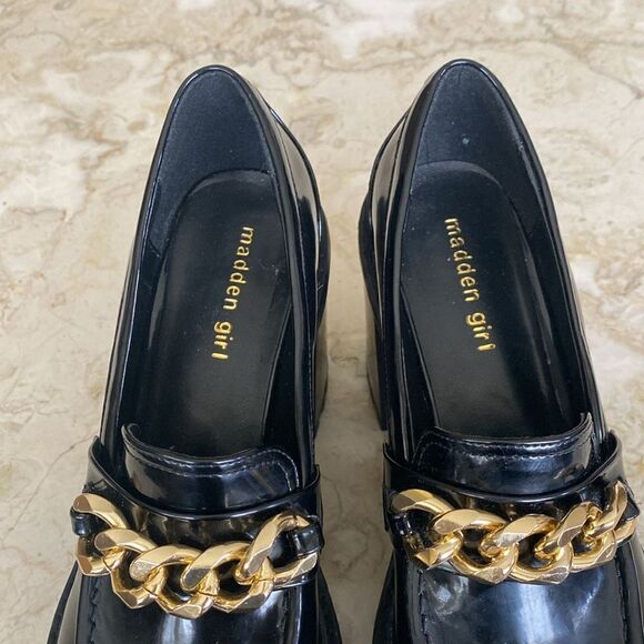 Madden Girl Kelsey-C Chunky Platform Heeled Chain Detail Loafers - Picture 6 of 11